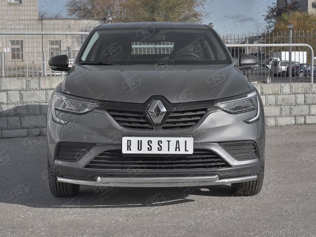 Защита RusStal переднего бампера d42 (секции)x42 (дуга) для Renault Arkana 2019-2026. Артикул RARZ-003313