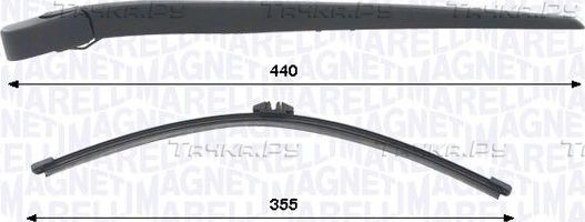 Поводок (рычаг) и щетка стеклоочистителя (дворника) Magneti Marelli. Артикул 000723180451