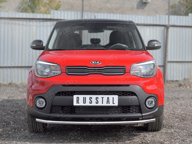 Защита RusStal переднего бампера d42 (секции) для Kia Soul II 2016-2019. Артикул KSOZ-002750