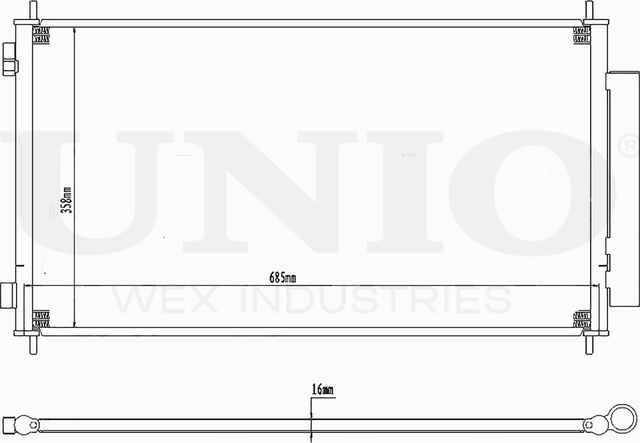 Радиатор кондиционера (Unio). Артикул RAD-30015