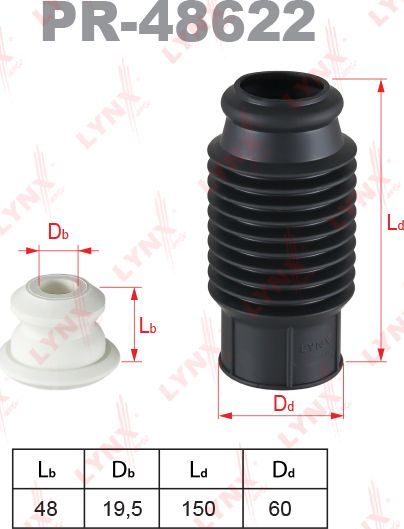 Комплект отбойников и пыльников амортизаторов (стоек) LYNXauto. Артикул PR-48622