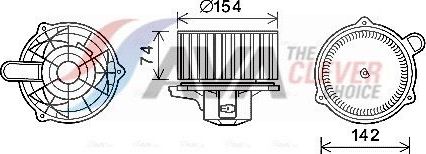Вентилятор, мотор печки (отопителя) салона AVA. Артикул HY8348
