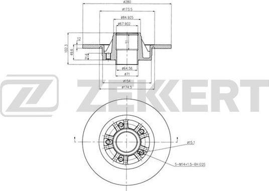Тормозной диск Zekkert. Артикул BS-6072BZ