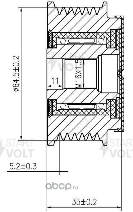 Муфта генератора обгонная StartVOLT. Артикул SGP 1825