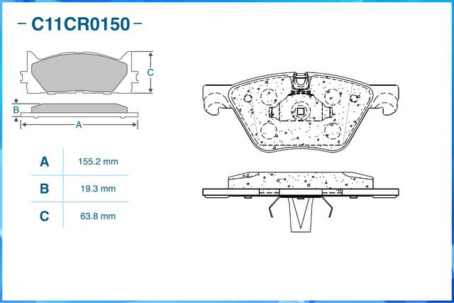 Колодки тормозные передние (Low Metallic) (Cworks). Артикул C11CR0150