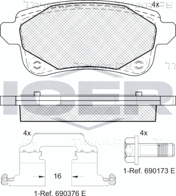 Тормозные колодки Icer задние для Renault Espace V 2015-2026. Артикул 182222-208