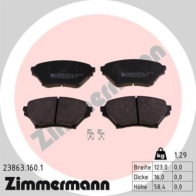 Тормозные колодки Zimmermann. Артикул 23863.160.1