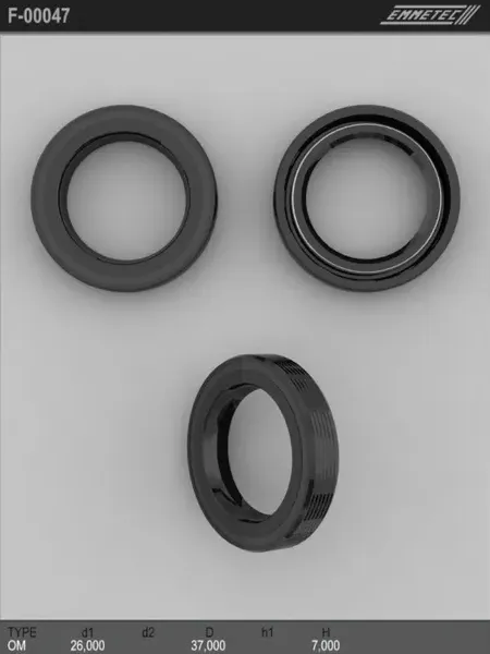 Сальник 26,00/37,00*7,00 тип 0M (Emmetec). Артикул F00047