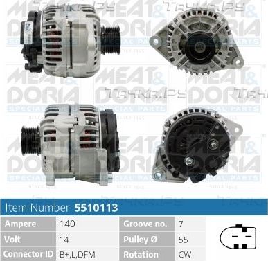 Генератор Meat & Doria для Fiat Ducato III 2006-2026. Артикул 5510113