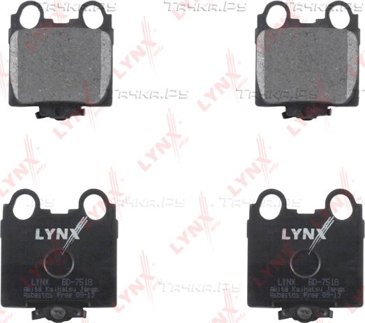 Тормозные колодки LYNXauto задние для Lexus GS II 1997-2004. Артикул BD-7518
