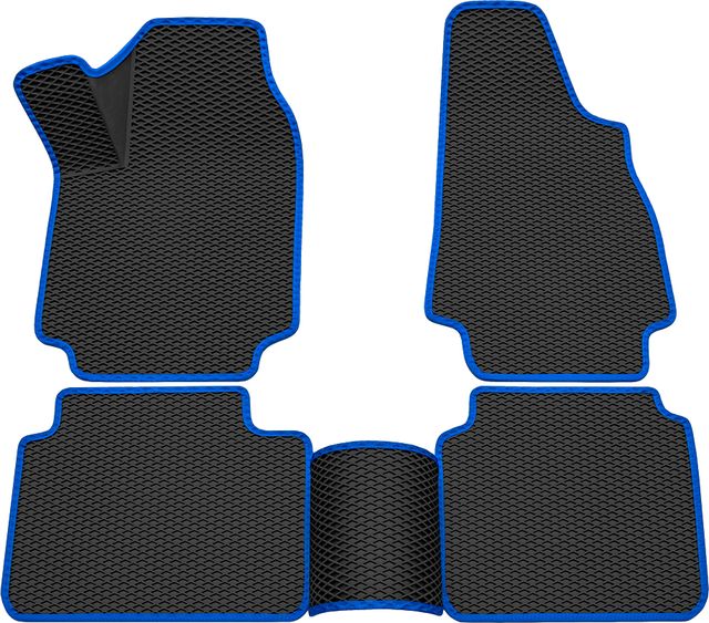 Коврики Rezkon 3D EVA Ромб резиновые для салона Lada 2121, 21213, 21214 4х4 2009-2026 Синий кант. Артикул 9239035103