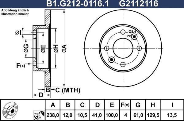 Тормозной диск Galfer передний для Renault Logan I 2004-2015. Артикул B1.G212-0116.1