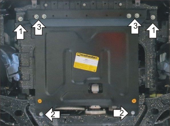 Защита Мотодор для картера и КПП Kia Rio III (QB) седан, хэтчбек 2011-2017. Артикул 70901