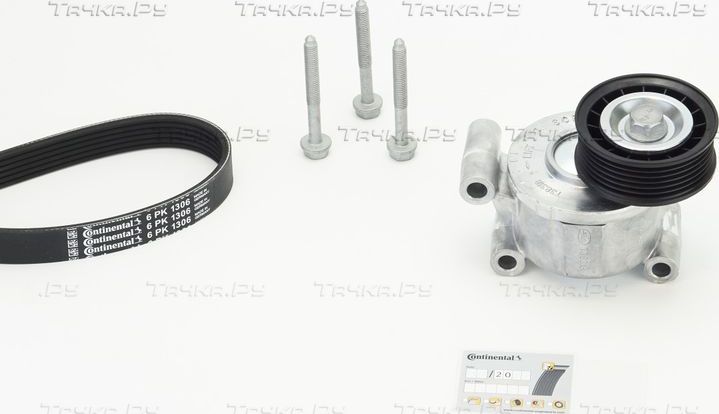 Приводной ремень поликлиновой с роликами (комплект) ContiTech для Ford Focus II 2004-2012. Артикул 6PK1306K2