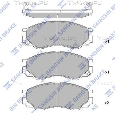 Тормозные колодки Sangsin Hi-Q передние для Mitsubishi L200 III 1996-2007. Артикул SP2011