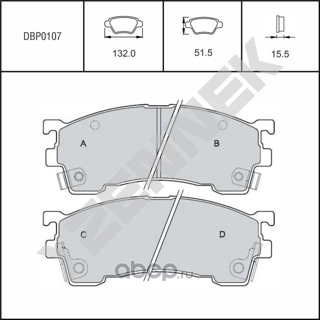 Колодки тормозные дисковые передние MAZDA 323 98-04, 626 91-02 (Zennek). Артикул DBP0107
