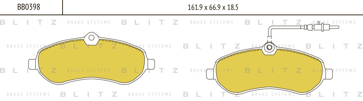 Колодки тормозные PSA/FIAT JUMPER/EXPERT/SCUDO 07- перед. (Blitz). Артикул BB0398