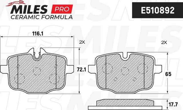 Колодки тормозные BMW 5 F10/F11 3.0-4.4 10- задние Ceramic (Miles) Miles. Артикул E510892