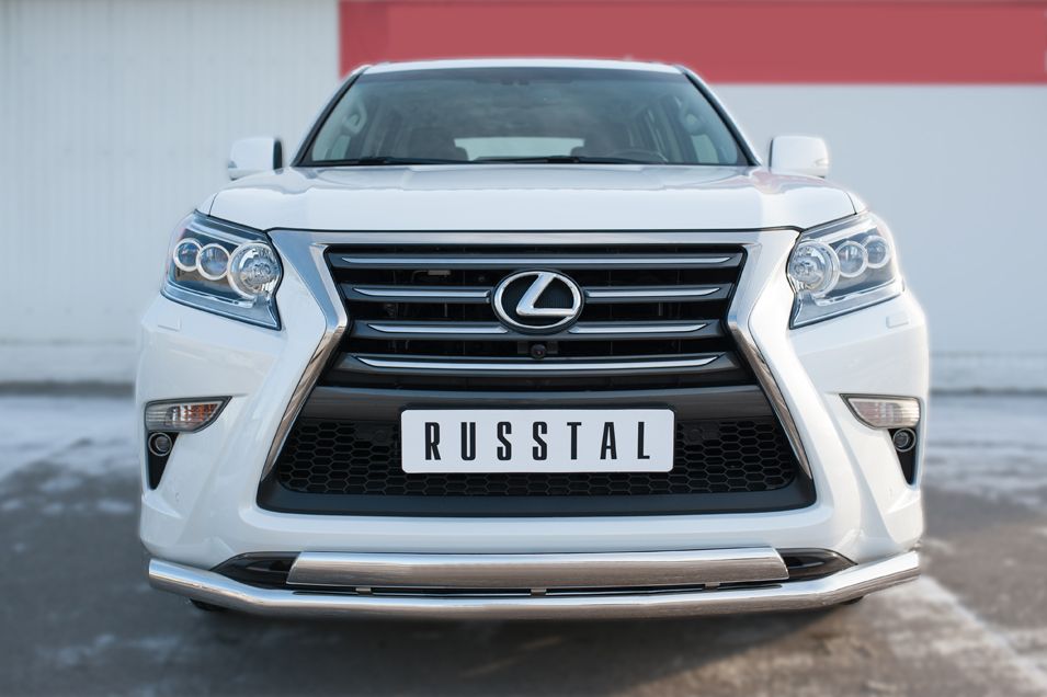 Защита RusStal переднего бампера d63 (секции) d75х42 (дуга) для Lexus GX 460 II 2014-2026. Артикул LGXZ-001835