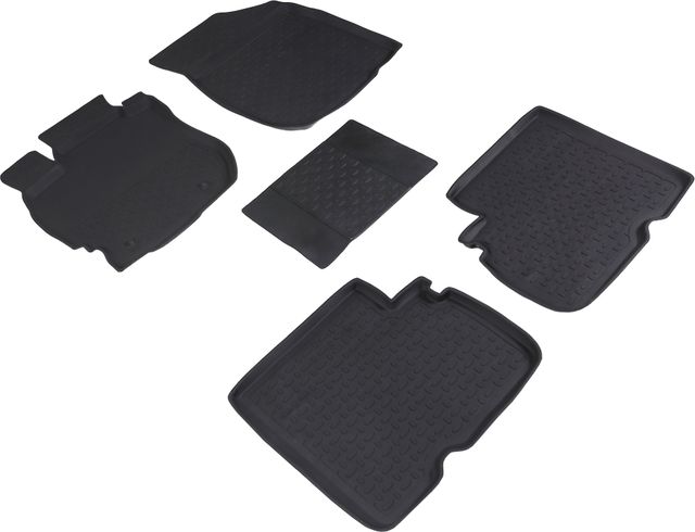 Коврики резиновые Seintex с высоким бортиком для салона Nissan Almera G15 2013-2026. Артикул 84088