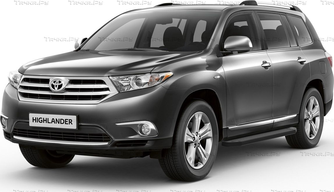 Пороги алюминиевые Rival Premium-Black для Toyota Highlander U40 2010-2013. Артикул A180ALB.5704.1