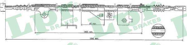 Трос ручника (тросик ручного тормоза) LPR. Артикул C0499B