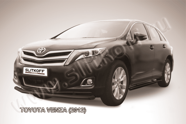 Защита Slitkoff переднего бампера d57 ЧЕРНАЯ матовая для Toyota Venza 2012-2026. Артикул TVEN004B