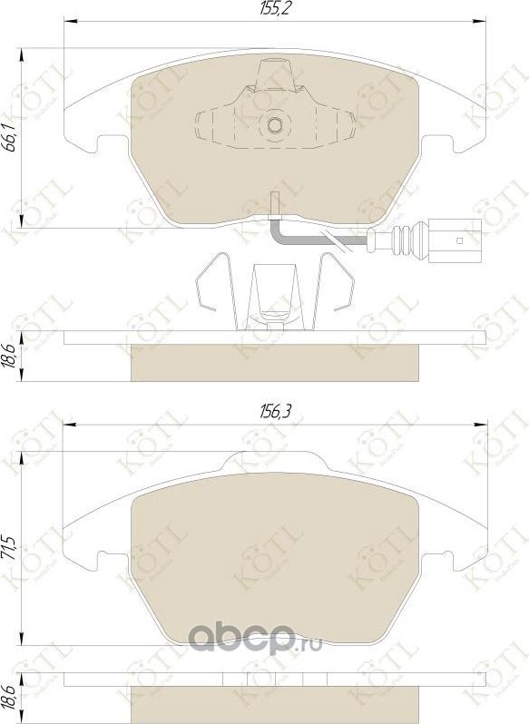 Колодки тормозные дисковые передние к-т AUDI A3/VOLKSWAGEN G5/PASSAT 06>/TOURAN 03 (Kotl). Артикул 1550kt