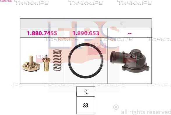 Термостат EPS Made in Italy - OE Equivalent для SEAT Toledo III 2007-2009. Артикул 1.880.745K