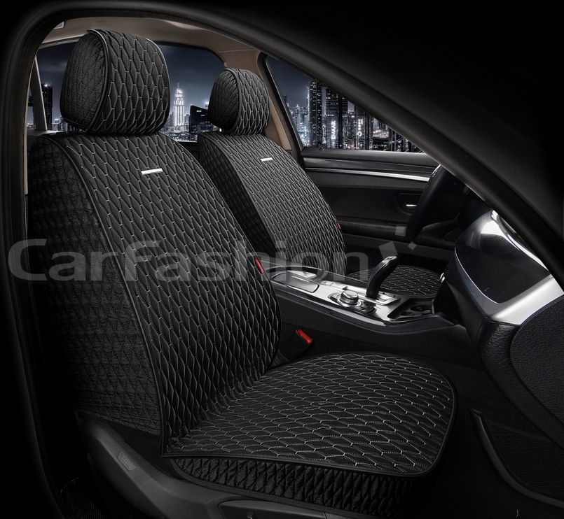 Накидки универсальные CarFashion Iceberg Front на передние сидения авто, цвет Черный/Черный/Темно-серый. Артикул 26192