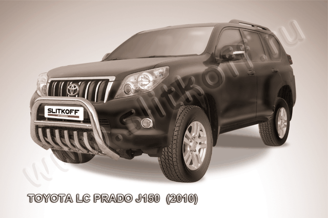 Кенгурятник Slitkoff d76 низкий с защитой картера для Toyota Land Cruiser Prado 150 2009-2013. Артикул TOP003