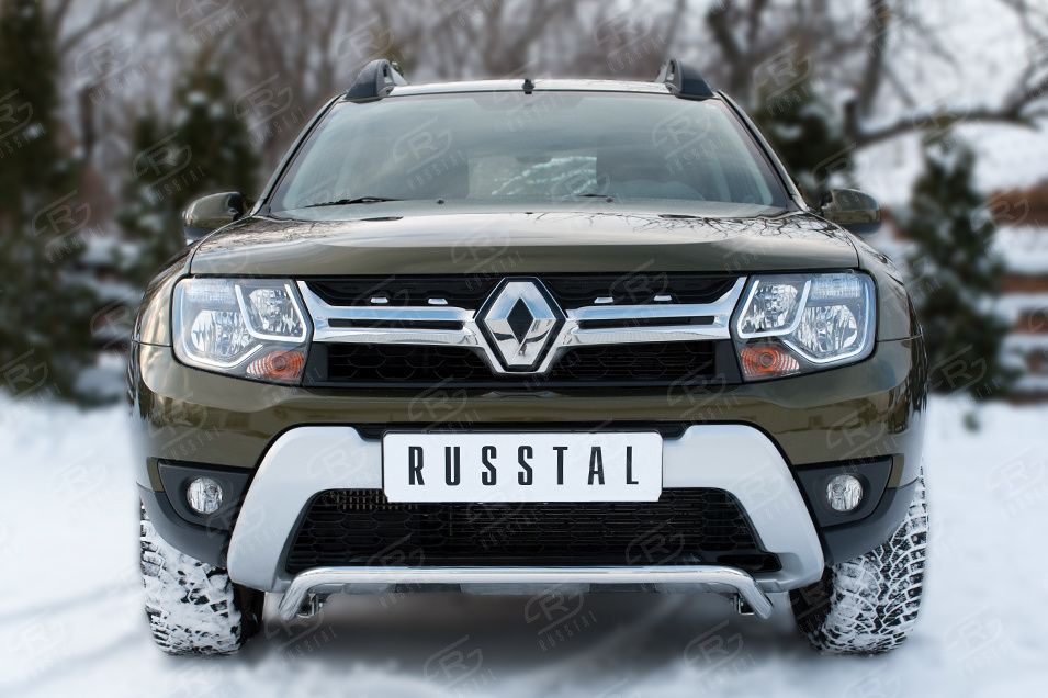 Защита RusStal переднего бампера d42 (волна) для Renault Duster I рестайлинг 2015-2020. Артикул RDZ-002178