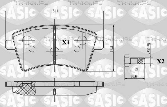 Тормозные колодки Sasic передние для Renault Kangoo II 2008-2026. Артикул 6214016