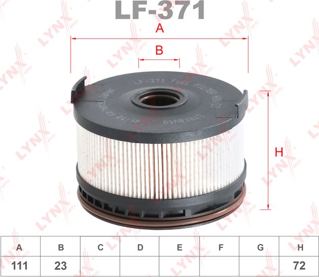 Топливный фильтр LYNXauto. Артикул LF-371