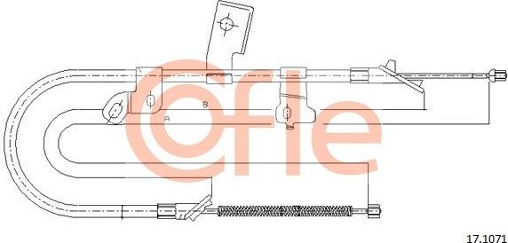 Трос ручника (тросик ручного тормоза) Cofle задний правый для Toyota Echo 1999-2005. Артикул 92.17.1071