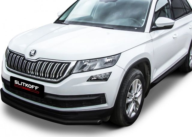 Защита Slitkoff переднего бампера d57 для Skoda Kodiaq 2016-2026 Черная. Артикул SKKOD-002B