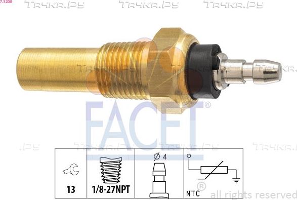 Датчик температуры охлаждающей жидкости Facet Made in Italy - OE Equivalent для MG ZR 2001-2005. Артикул 7.3208