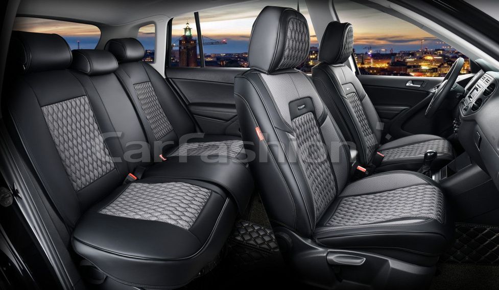Чехлы универсальные каркасные CarFashion 5D Titan Plus на сидения авто, цвет Серый/Черный/Серый/Черный. Артикул 27241
