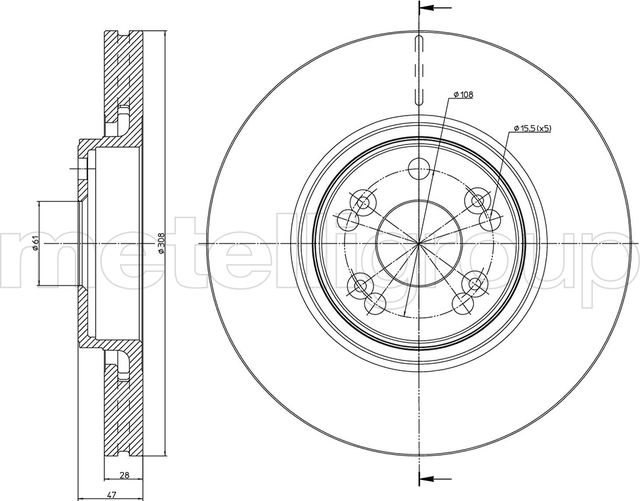Тормозной диск Metelli передний для Renault Vel Satis I 2002-2009. Артикул 23-0673C