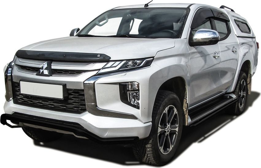 Защита Slitkoff переднего бампера d57 волна для Mitsubishi L200 V рестайлинг 2018-2026 ЧЕРНАЯ матовая. Артикул ML18-005B