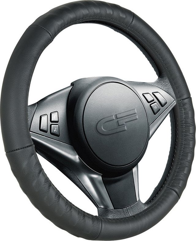 Оплётка на руль CarFashion Track (размер M, натуральная кожа, цвет ЧЕРНЫЙ). Артикул 31355
