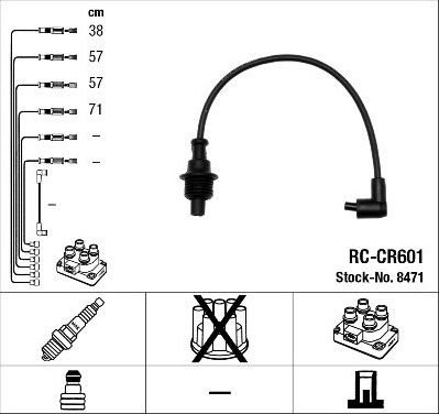 Высоковольтные провода (провода зажигания) (комплект) NGK для Peugeot 406 I 1995-2004. Артикул 8471