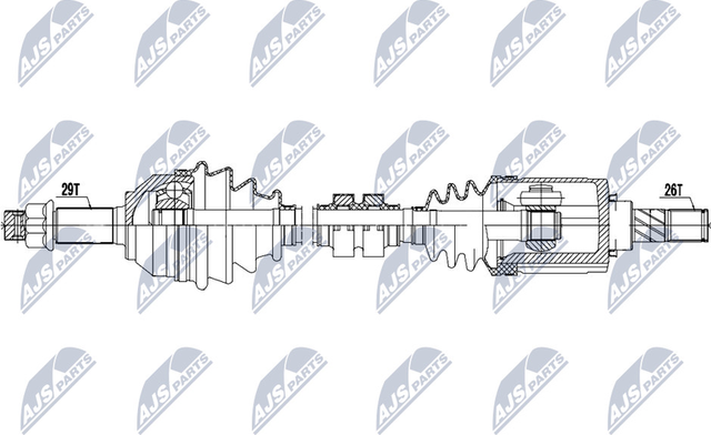 Полуось (привод в сборе, приводной вал) NTY передняя левая для Nissan Qashqai I 2007-2013. Артикул NPW-NS-068