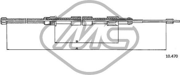 Трос ручника (тросик ручного тормоза) Metalcaucho правый для Citroen C15 1984-2000. Артикул 80313