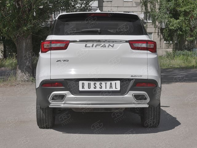 Защита RusStal заднего бампера d42 секции для Lifan X70 2018-2026. Артикул LF7Z-003291