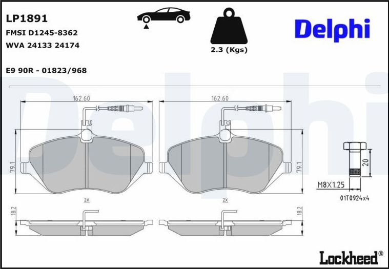Тормозные колодки Delphi (Low-Metallic). Артикул LP1891