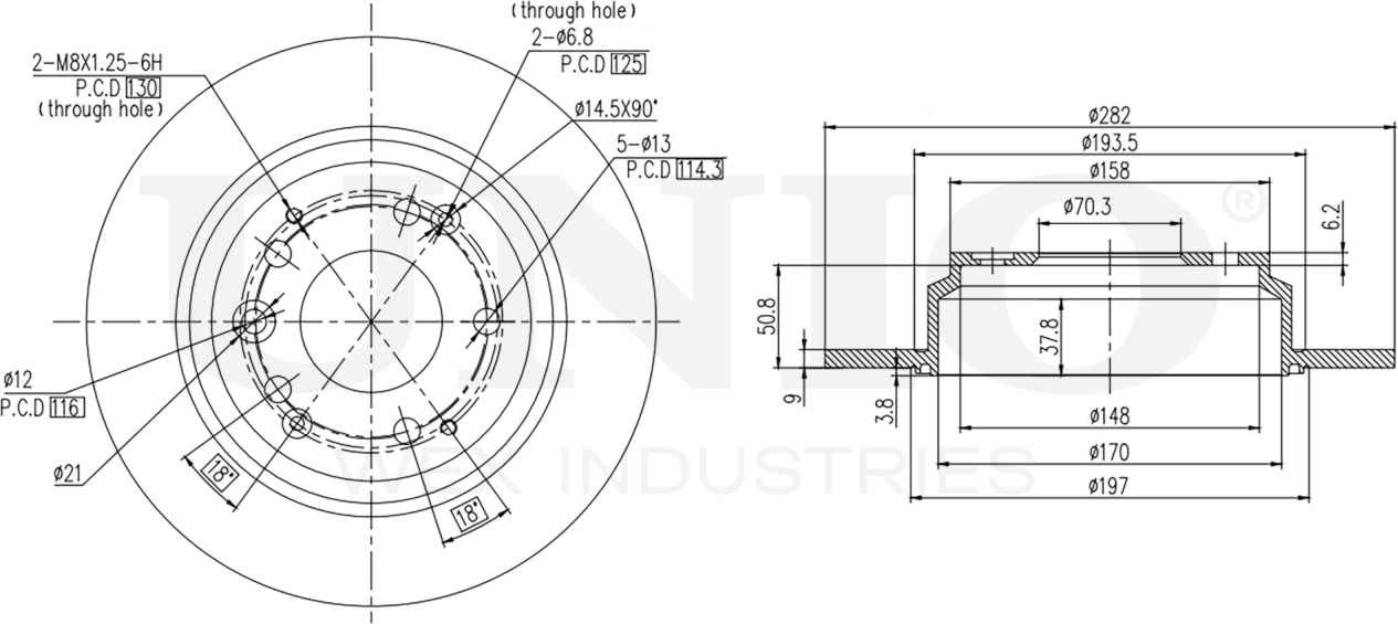 Диск тормозной (Unio). Артикул BRD-20504