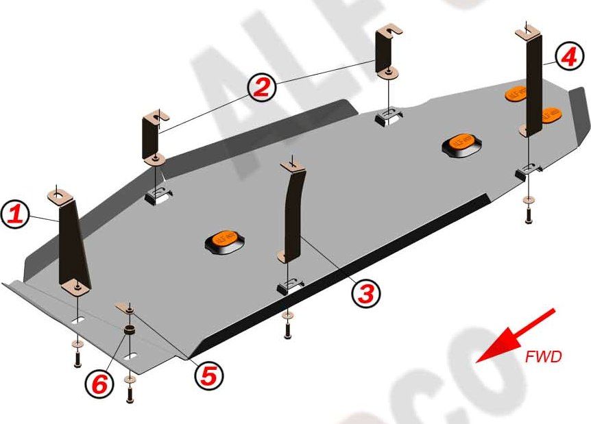 Защита алюминиевая Alfeco для топливного бака УАЗ Патриот I 2016-2026. Артикул ALF.39.12 AL4