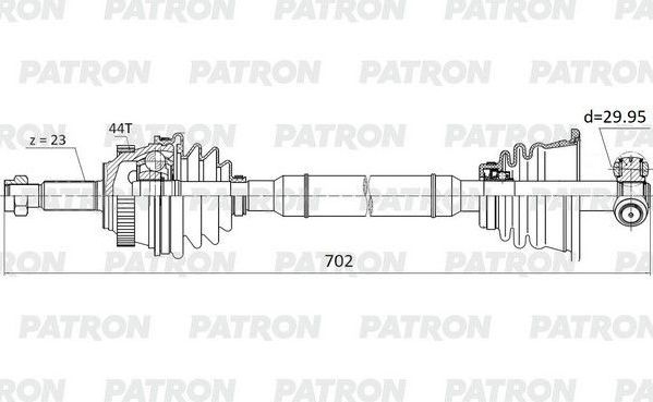 Полуось (привод в сборе, приводной вал) Patron. Артикул PDS0299