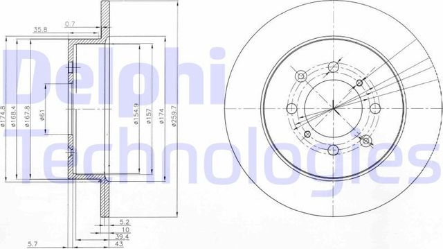 Тормозной диск Delphi задний для MG ZR 2001-2005. Артикул BG3793